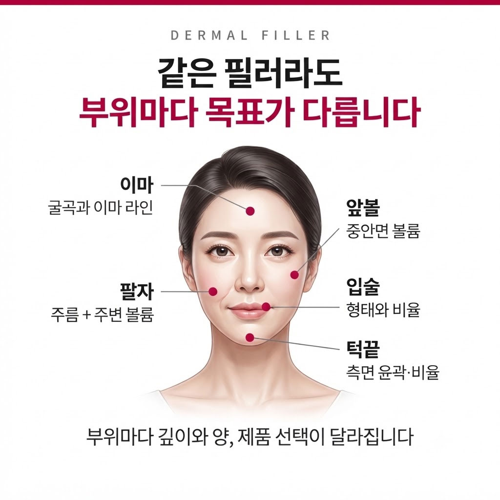 관자 앞볼 팔자 입술 턱끝 필러 부위별 목적