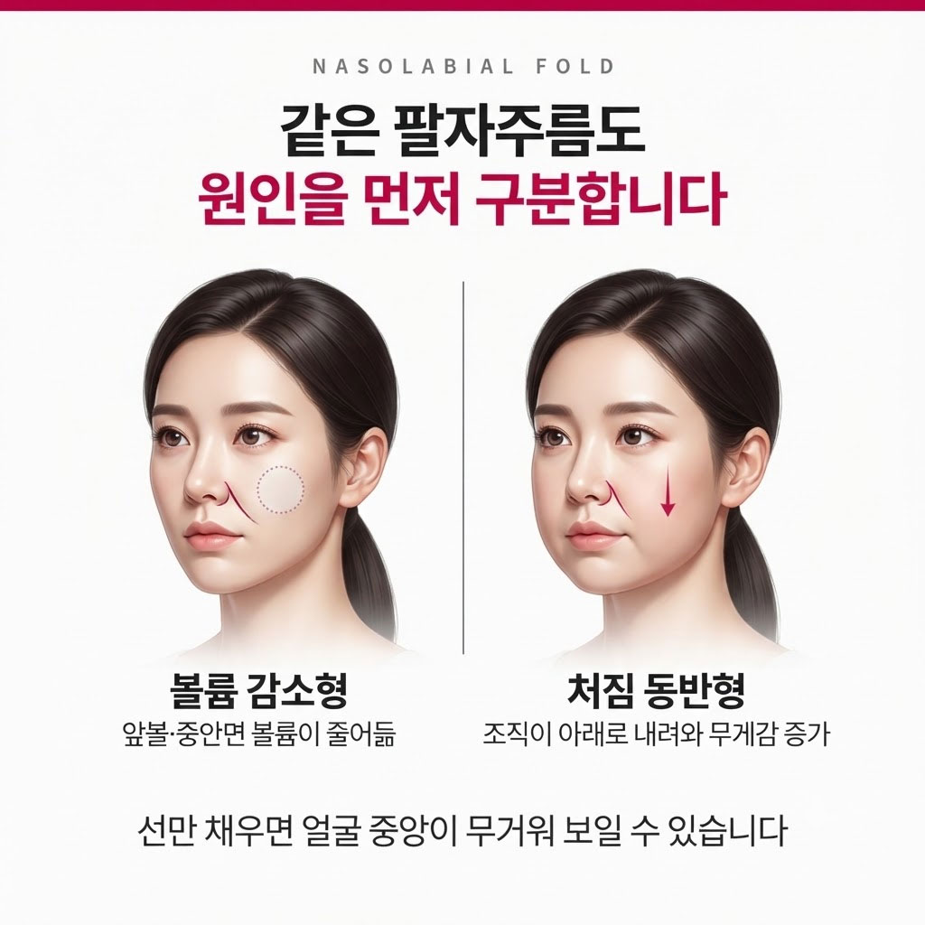 팔자주름 필러 볼륨 감소와 피부 처짐 원인 비교