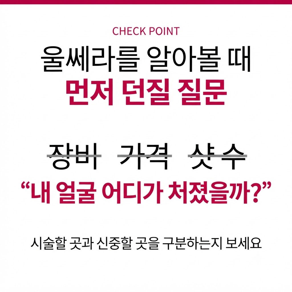 울쎄라 상담에서 치료 목표와 얼굴 상태 확인