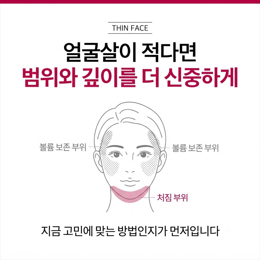 앞볼 볼륨이 부족한 얼굴의 울쎄라 치료 범위 판단