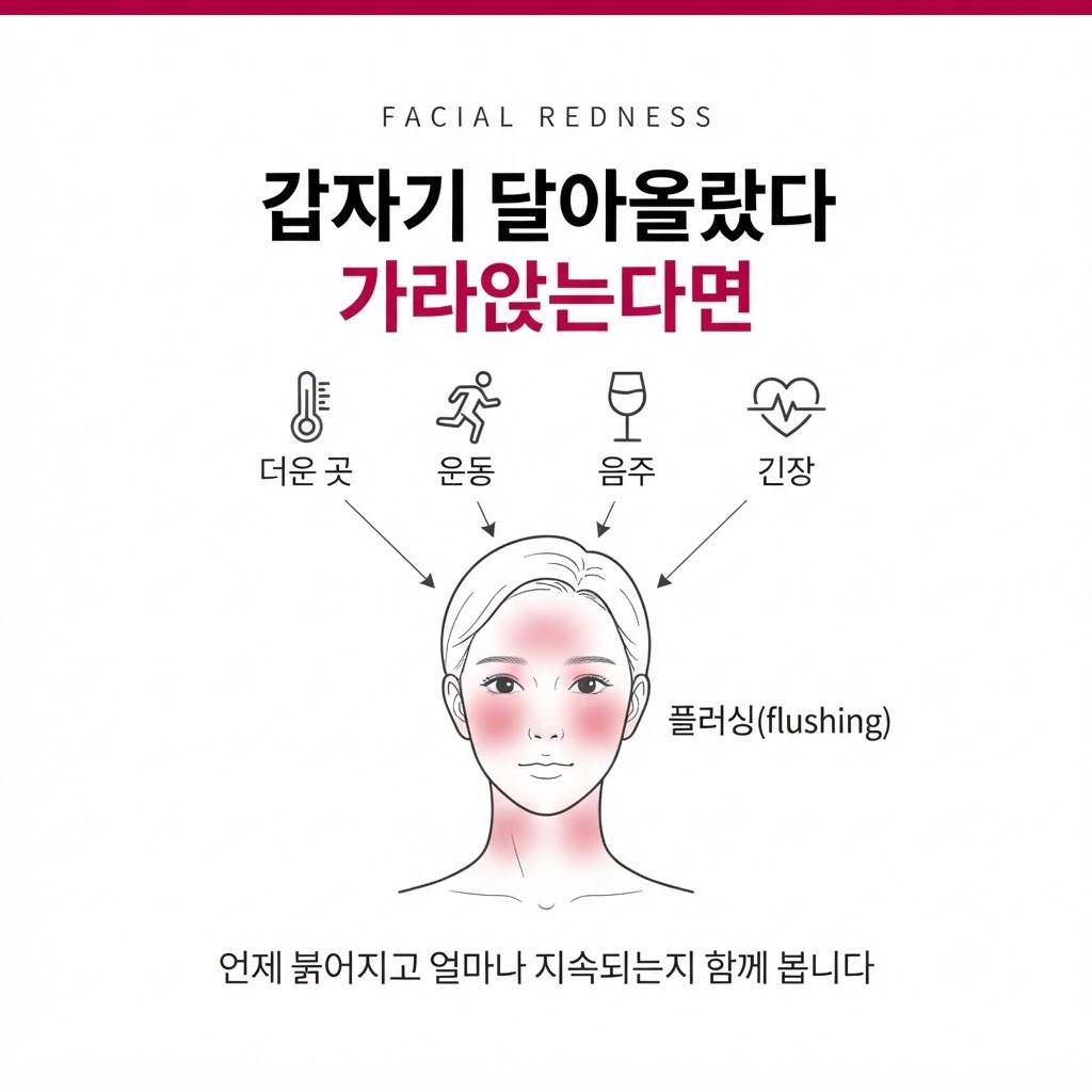 갑자기 달아올랐다 가라앉는 플러싱 안면홍조 양상