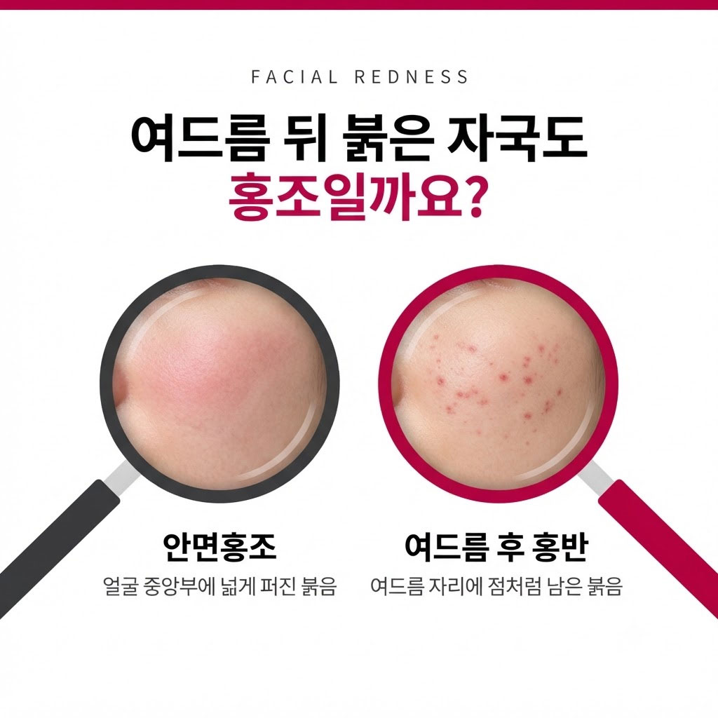 여드름 후 붉은 자국과 안면홍조를 구분하는 피부정보