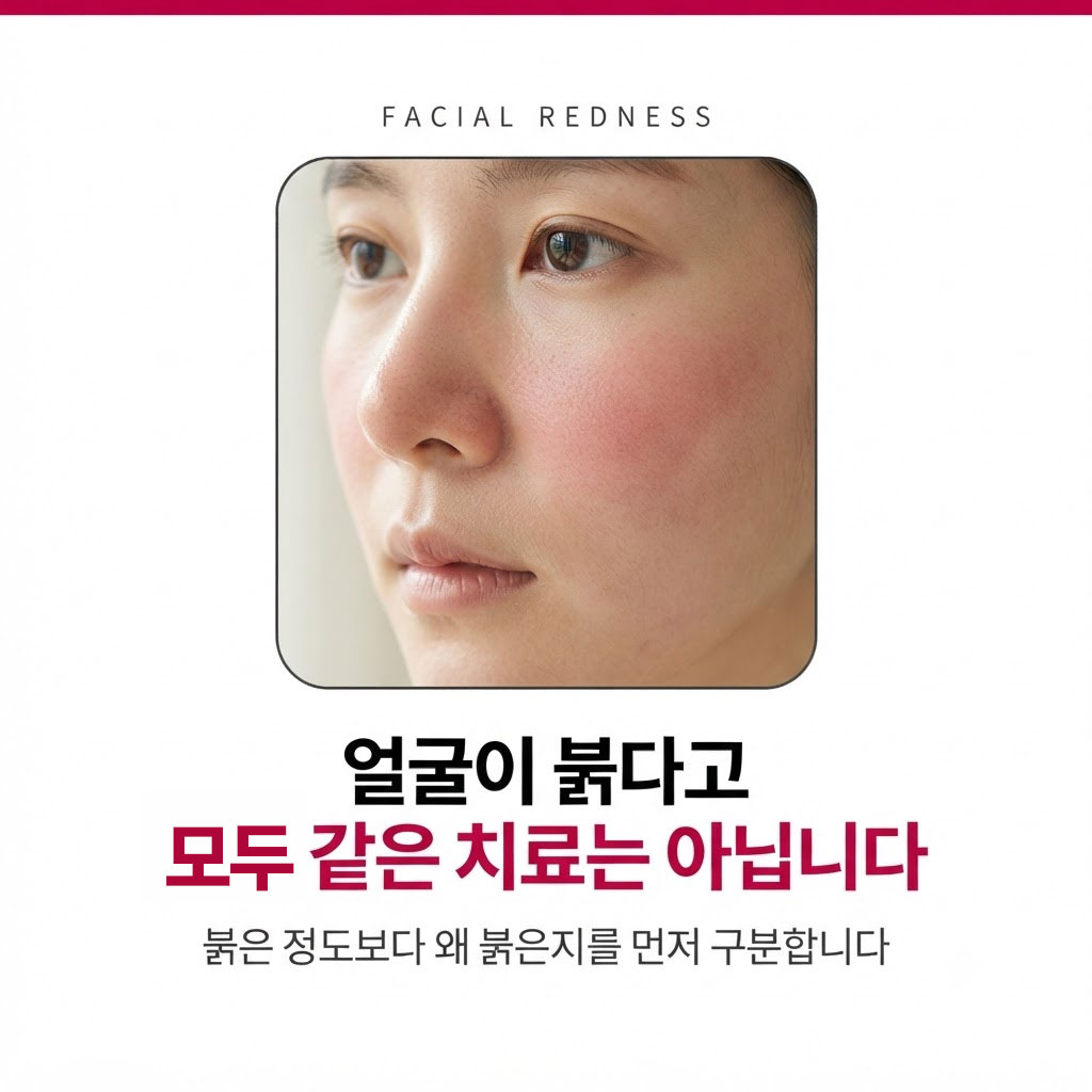 안면홍조 플러싱 지속성 홍반 모세혈관확장 주사 여드름 후 붉은 자국 유형