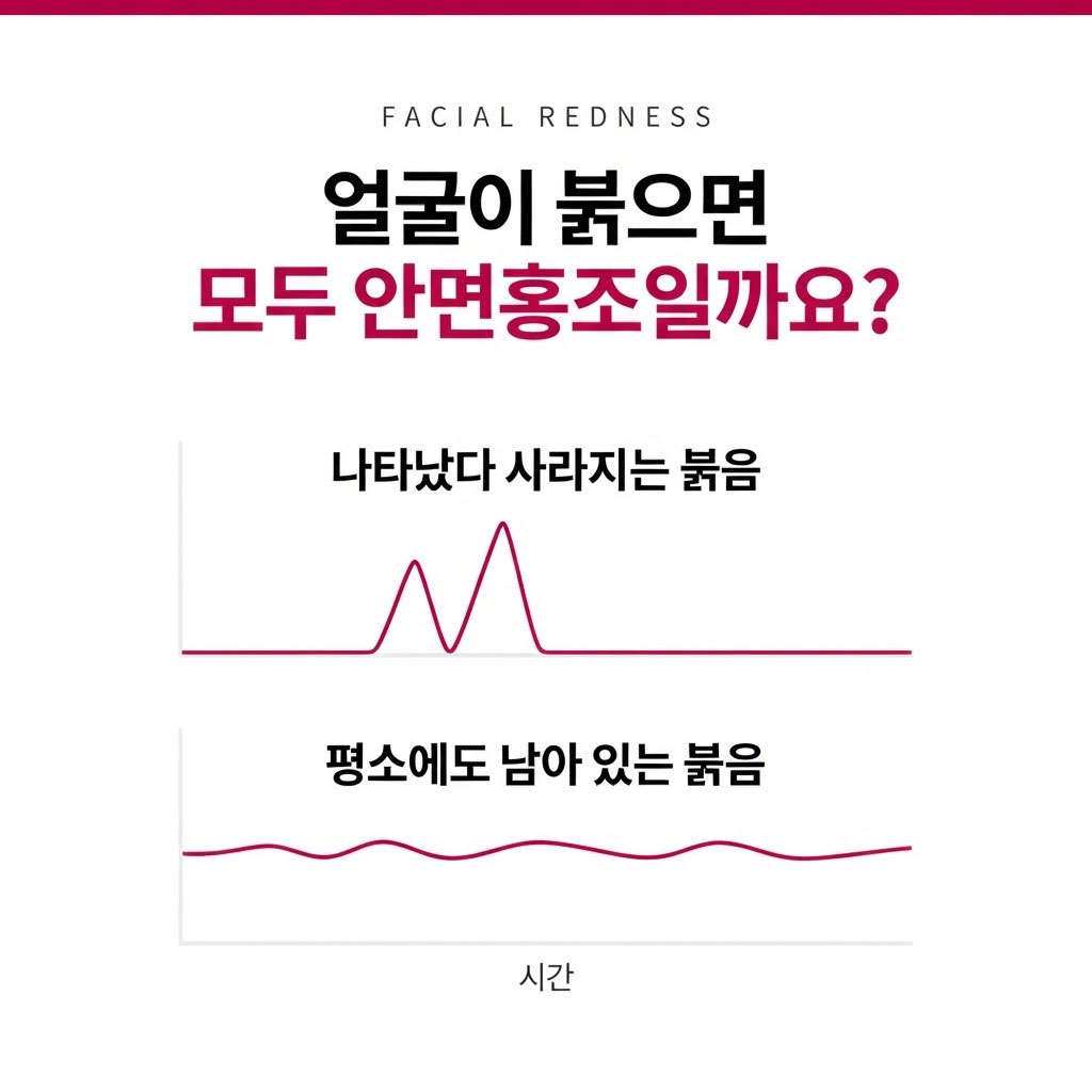 나타났다 사라지는 플러싱과 평소에도 남아 있는 지속성 홍반 비교