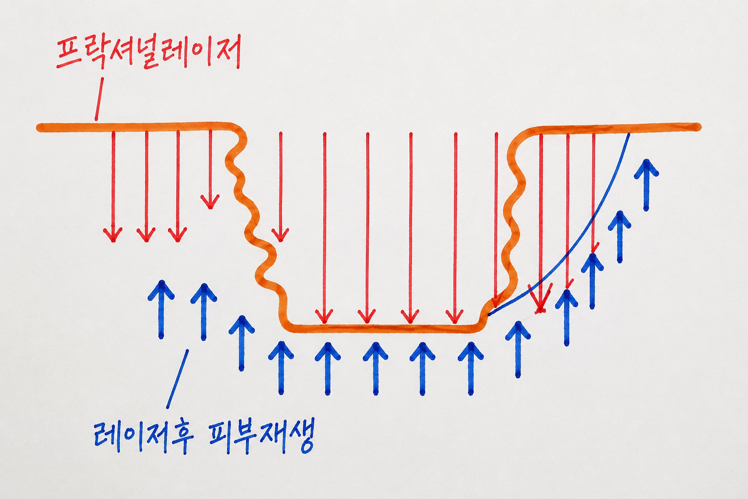 프락셔널레이저 원리 - 피부에 점점이 미세 구멍을 내어 콜라겐 재생을 유도하는 방식